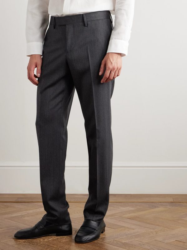 Straight-Leg Virgin Wool-Blend Herringbone Suit Trousers - FR Straight-Leg Virgin Wool-Blend Herringbone Suit Trousers - FR