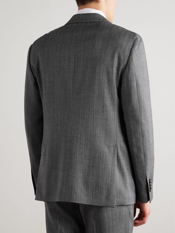 Virgin Wool-Blend Herringbone Suit Jacket - BK Virgin Wool-Blend Herringbone Suit Jacket - BK