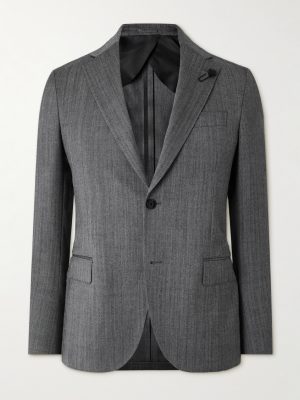 Virgin Wool-Blend Herringbone Suit Jacket