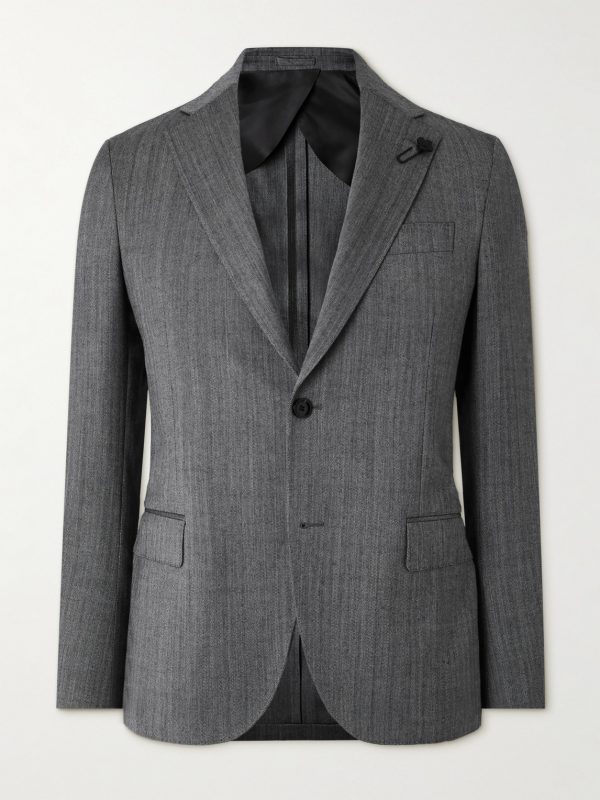 Virgin Wool-Blend Herringbone Suit Jacket Virgin Wool-Blend Herringbone Suit Jacket