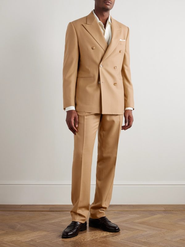 Double-Breasted Virgin Wool-Blend Twill Suit - OU Double-Breasted Virgin Wool-Blend Twill Suit - OU