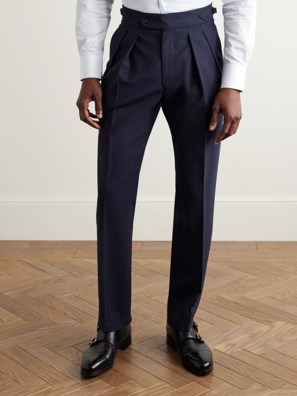 Hepworth Slim-Fit Pleated Wool-Crepe Suit Trousers - FR Hepworth Slim-Fit Pleated Wool-Crepe Suit Trousers - FR