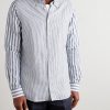 Slim-Fit Button-Down Collar Striped Linen and Cotton-Blend Shirt - FR Slim-Fit Button-Down Collar Striped Linen and Cotton-Blend Shirt - FR