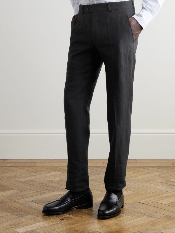 Mod Luca Slim-Fit Straight-Leg Linen Trousers - FR Mod Luca Slim-Fit Straight-Leg Linen Trousers - FR