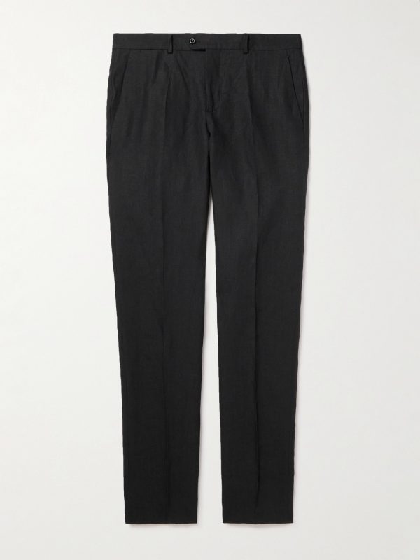 Mod Luca Slim-Fit Straight-Leg Linen Trousers Mod Luca Slim-Fit Straight-Leg Linen Trousers