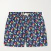 Straight-Leg Mid-Length Printed Swim Shorts