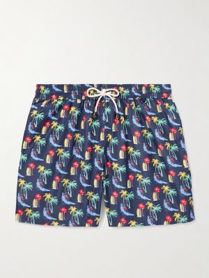 Straight-Leg Mid-Length Printed Swim Shorts Straight-Leg Mid-Length Printed Swim Shorts