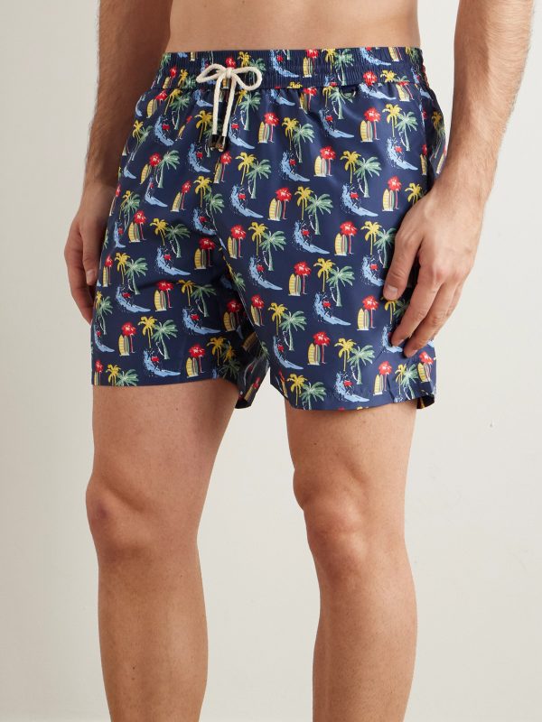 Straight-Leg Mid-Length Printed Swim Shorts - OU
