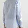 Grandad-Collar Striped Linen Shirt - BK