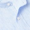 Grandad-Collar Striped Linen Shirt - CU