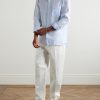 Grandad-Collar Striped Linen Shirt - OU
