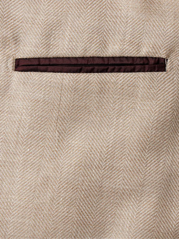 Unstructured Double-Breasted Herringbone Virgin Wool, Silk and Linen-Blend Blazer - E1 Unstructured Double-Breasted Herringbone Virgin Wool, Silk and Linen-Blend Blazer - E1