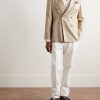 Unstructured Double-Breasted Herringbone Virgin Wool, Silk and Linen-Blend Blazer - OU Unstructured Double-Breasted Herringbone Virgin Wool, Silk and Linen-Blend Blazer - OU