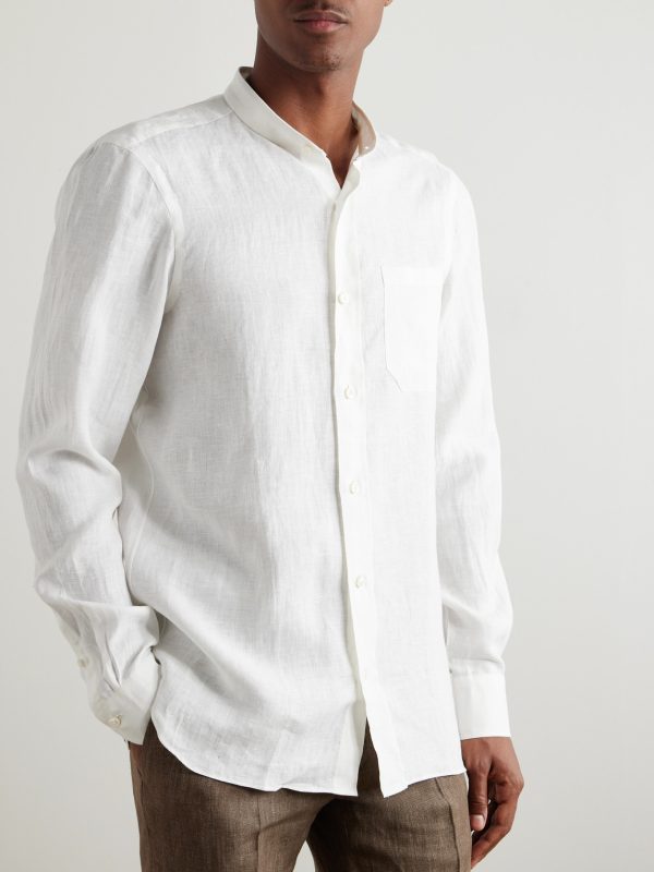 Guru Grandad-Collar Linen Shirt - FR