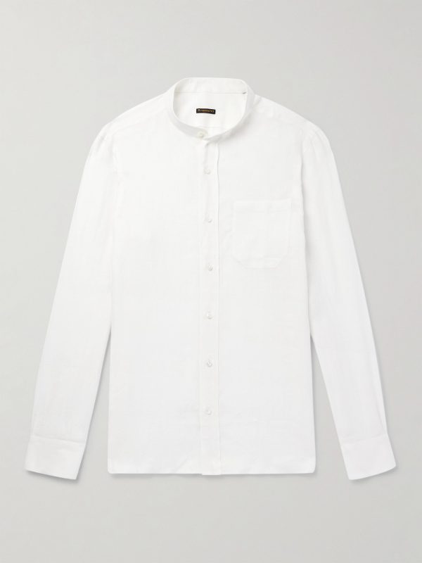 Guru Grandad-Collar Linen Shirt
