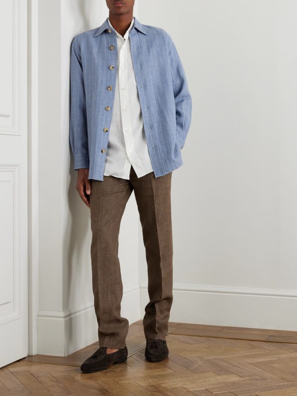 Guru Grandad-Collar Linen Shirt - OU