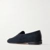 Leather-Trimmed Suede Penny Loafers - BK Leather-Trimmed Suede Penny Loafers - BK