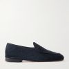 Leather-Trimmed Suede Penny Loafers Leather-Trimmed Suede Penny Loafers