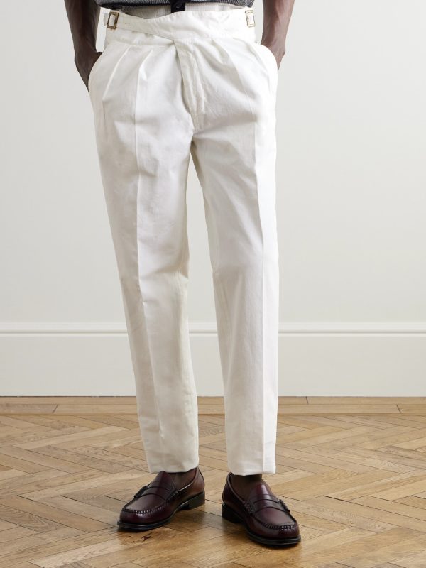Manny Straight-Leg Pleated Cotton-Twill Trousers - FR Manny Straight-Leg Pleated Cotton-Twill Trousers - FR