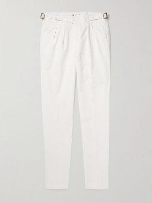 Manny Straight-Leg Pleated Cotton-Twill Trousers