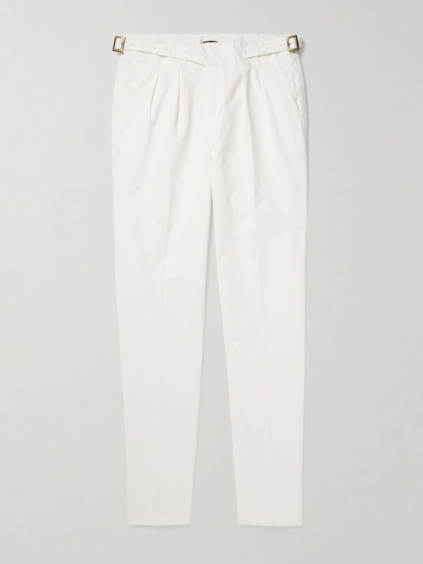 Manny Straight-Leg Pleated Cotton-Twill Trousers Manny Straight-Leg Pleated Cotton-Twill Trousers