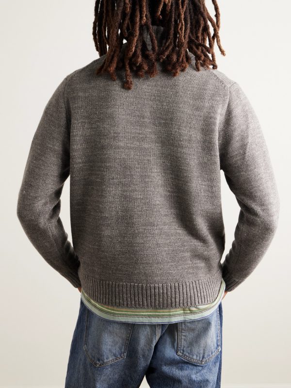 Wool and Linen-Blend Half-Zip Sweater - BK Wool and Linen-Blend Half-Zip Sweater - BK