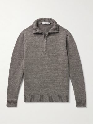 Wool and Linen-Blend Half-Zip Sweater