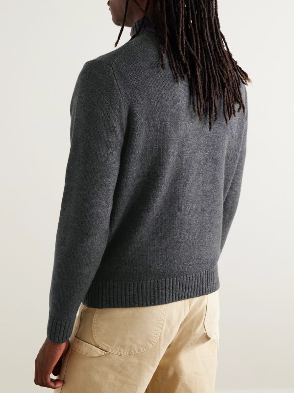 Wool and Linen-Blend Half-Zip Sweater - BK Wool and Linen-Blend Half-Zip Sweater - BK