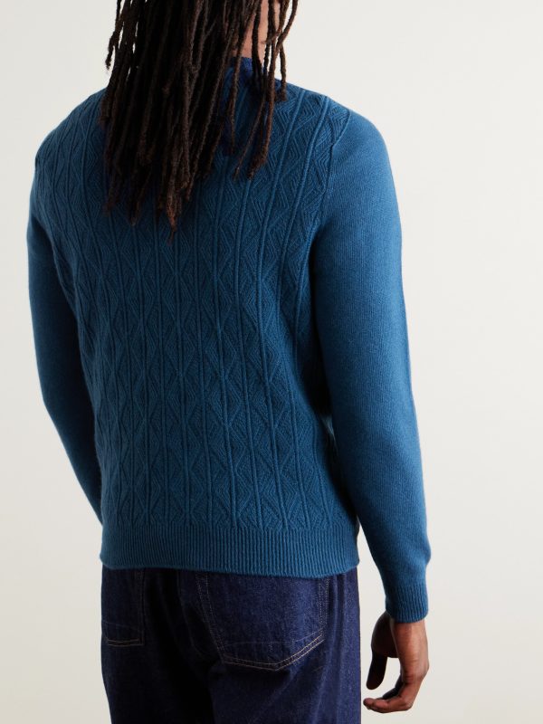 Slim-Fit Cable-Knit Merino Wool and Cashmere-Blend Sweater - BK