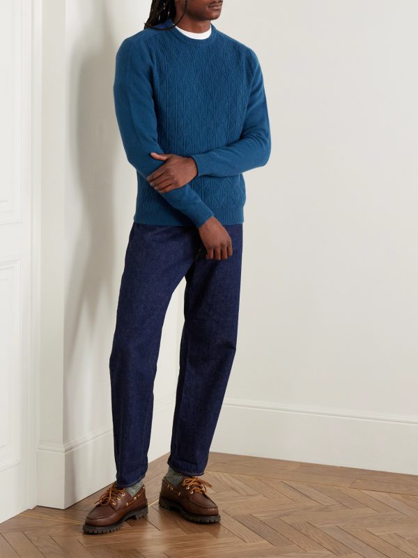 Slim-Fit Cable-Knit Merino Wool and Cashmere-Blend Sweater - OU