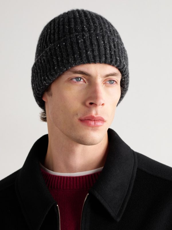 Ribbed Donegal Cashmere Beanie - OU Ribbed Donegal Cashmere Beanie - OU