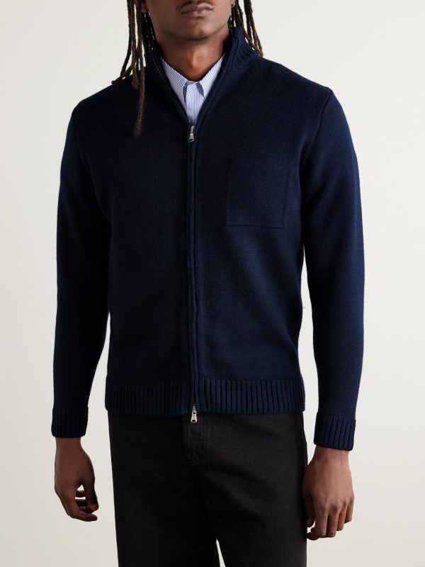 Wool and Linen-Blend Zip-Up Cardigan - FR