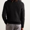 Ridges Slim-Fit Cable-Knit Merino Wool and Cashmere-Blend Aran Sweater - BK Ridges Slim-Fit Cable-Knit Merino Wool and Cashmere-Blend Aran Sweater - BK