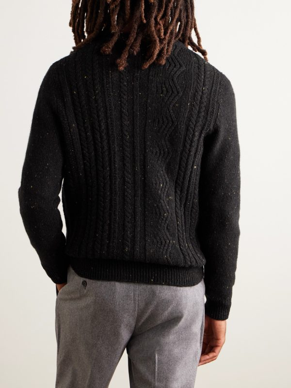 Ridges Slim-Fit Cable-Knit Merino Wool and Cashmere-Blend Aran Sweater - BK Ridges Slim-Fit Cable-Knit Merino Wool and Cashmere-Blend Aran Sweater - BK