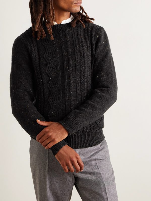 Ridges Slim-Fit Cable-Knit Merino Wool and Cashmere-Blend Aran Sweater - FR Ridges Slim-Fit Cable-Knit Merino Wool and Cashmere-Blend Aran Sweater - FR