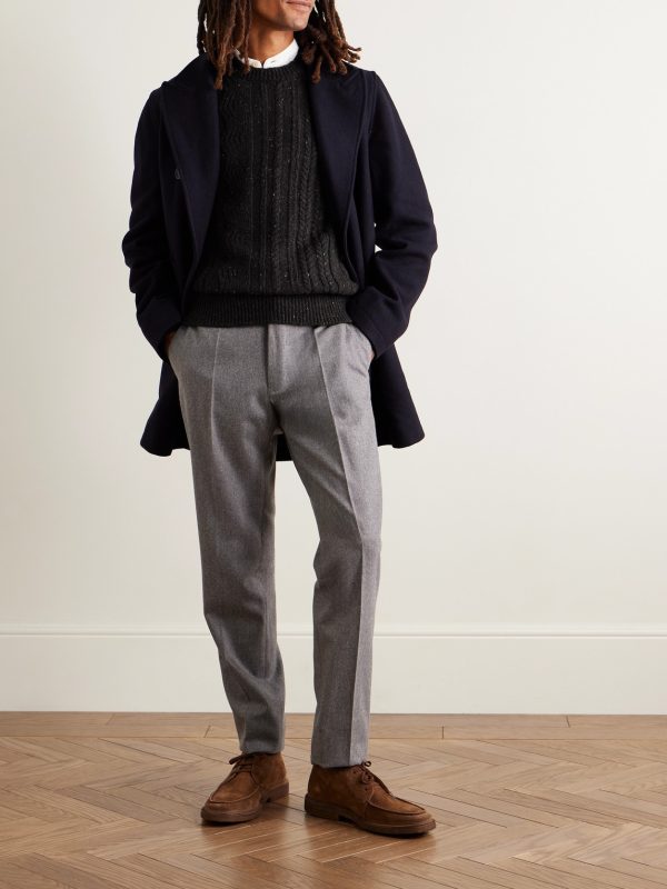 Ridges Slim-Fit Cable-Knit Merino Wool and Cashmere-Blend Aran Sweater - OU Ridges Slim-Fit Cable-Knit Merino Wool and Cashmere-Blend Aran Sweater - OU