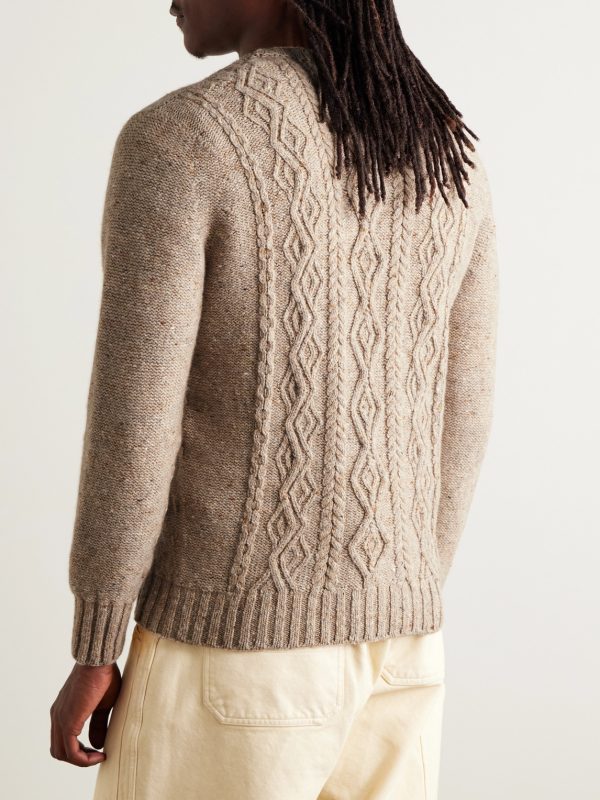 Celebration Cable-Knit Merino Wool and Cashmere-Blend Sweater - BK Celebration Cable-Knit Merino Wool and Cashmere-Blend Sweater - BK