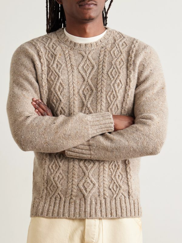 Celebration Cable-Knit Merino Wool and Cashmere-Blend Sweater - FR Celebration Cable-Knit Merino Wool and Cashmere-Blend Sweater - FR