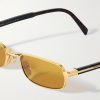 Rectangular-Frame Gold-Tone and Tortoiseshell Acetate Sunglasses - CU Rectangular-Frame Gold-Tone and Tortoiseshell Acetate Sunglasses - CU