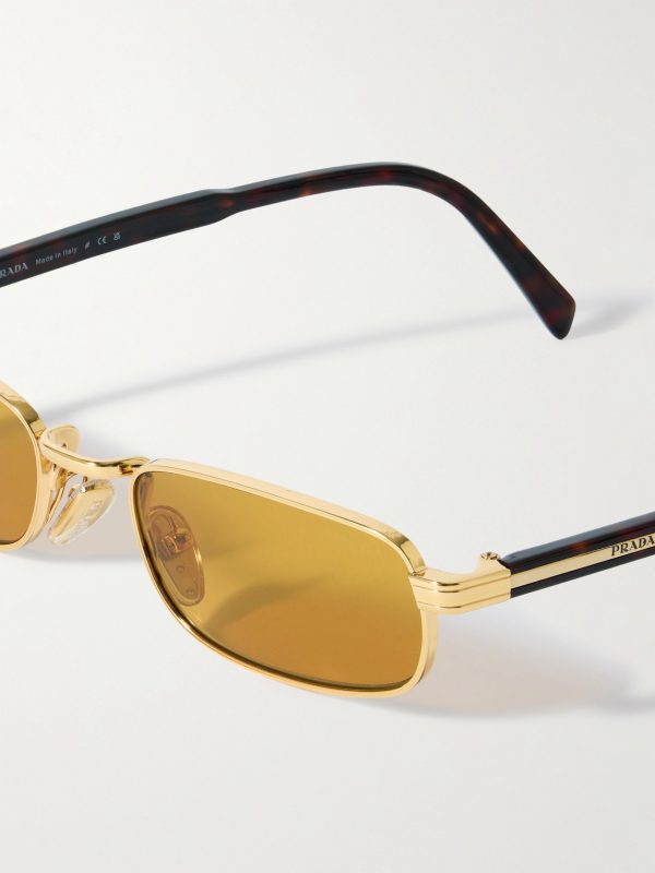 Rectangular-Frame Gold-Tone and Tortoiseshell Acetate Sunglasses - CU Rectangular-Frame Gold-Tone and Tortoiseshell Acetate Sunglasses - CU