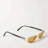 Rectangular-Frame Gold-Tone and Tortoiseshell Acetate Sunglasses - FR Rectangular-Frame Gold-Tone and Tortoiseshell Acetate Sunglasses - FR