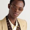 Rectangular-Frame Gold-Tone and Tortoiseshell Acetate Sunglasses - OU Rectangular-Frame Gold-Tone and Tortoiseshell Acetate Sunglasses - OU