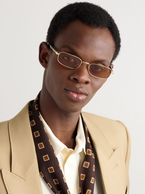 Rectangular-Frame Gold-Tone and Tortoiseshell Acetate Sunglasses - OU Rectangular-Frame Gold-Tone and Tortoiseshell Acetate Sunglasses - OU