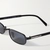 Rectangular-Frame Black-Tone and Acetate Sunglasses - CU