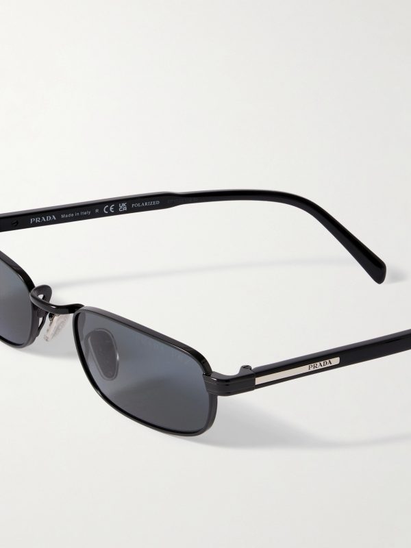 Rectangular-Frame Black-Tone and Acetate Sunglasses - CU