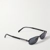 Rectangular-Frame Black-Tone and Acetate Sunglasses - FR
