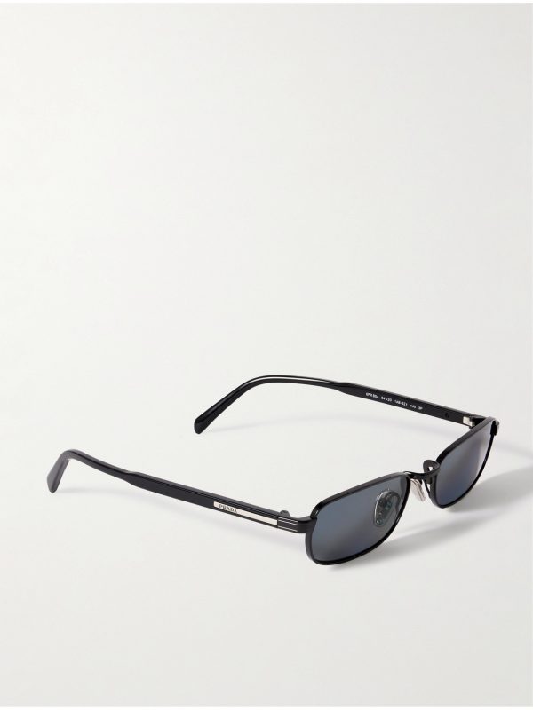 Rectangular-Frame Black-Tone and Acetate Sunglasses - FR