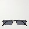 Rectangular-Frame Black-Tone and Acetate Sunglasses