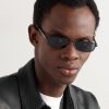 Rectangular-Frame Black-Tone and Acetate Sunglasses - OU