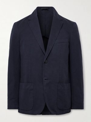 Unstructured Garment-Dyed Cotton and Linen-Blend Twill Blazer Unstructured Garment-Dyed Cotton and Linen-Blend Twill Blazer